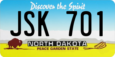 ND license plate JSK701