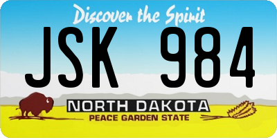 ND license plate JSK984