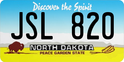 ND license plate JSL820