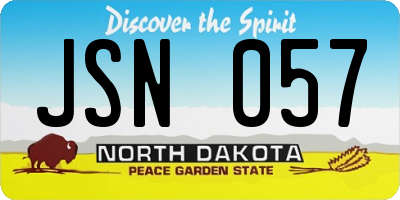 ND license plate JSN057