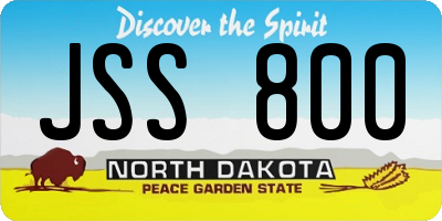 ND license plate JSS800