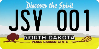 ND license plate JSV001