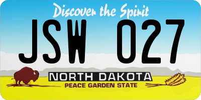 ND license plate JSW027