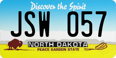 ND license plate JSW057