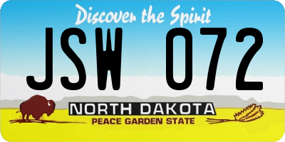 ND license plate JSW072
