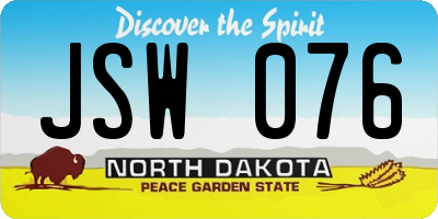 ND license plate JSW076