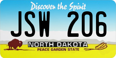 ND license plate JSW206