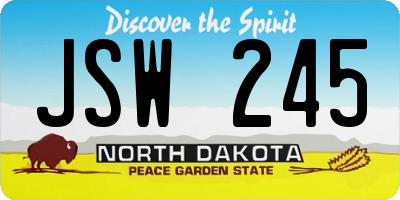 ND license plate JSW245