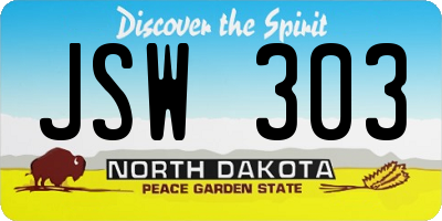 ND license plate JSW303