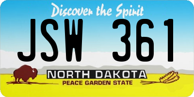 ND license plate JSW361