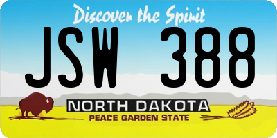 ND license plate JSW388