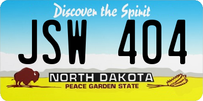 ND license plate JSW404