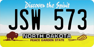 ND license plate JSW573
