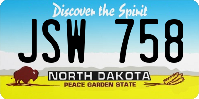 ND license plate JSW758