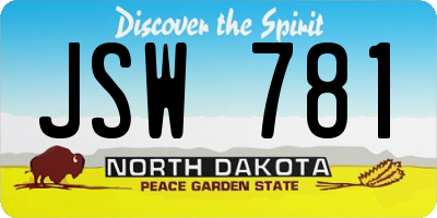 ND license plate JSW781