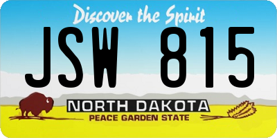ND license plate JSW815