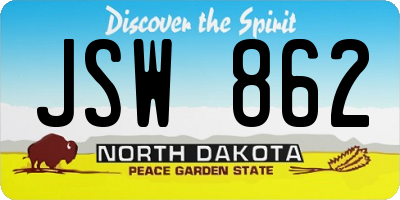 ND license plate JSW862