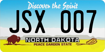 ND license plate JSX007