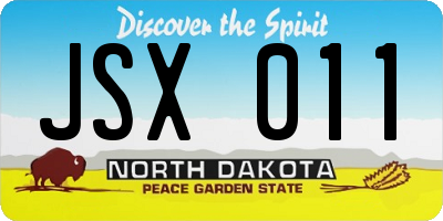 ND license plate JSX011