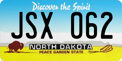 ND license plate JSX062