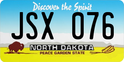 ND license plate JSX076