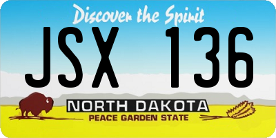 ND license plate JSX136