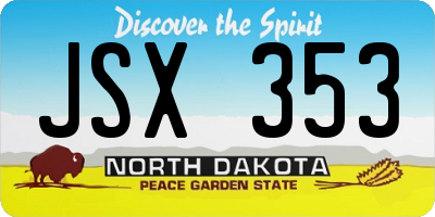 ND license plate JSX353