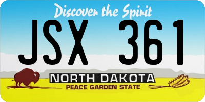 ND license plate JSX361