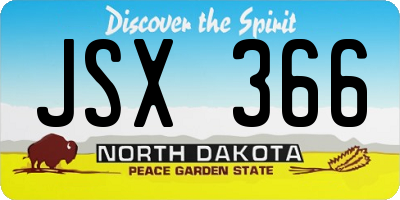 ND license plate JSX366