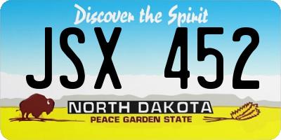ND license plate JSX452