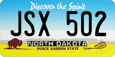 ND license plate JSX502