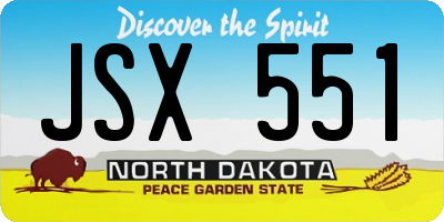 ND license plate JSX551