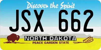 ND license plate JSX662