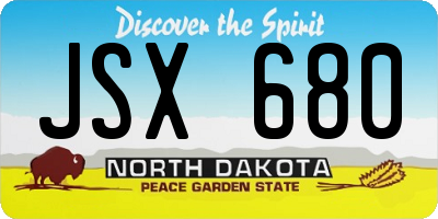 ND license plate JSX680