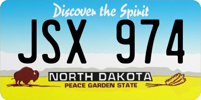 ND license plate JSX974