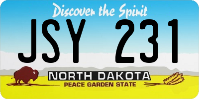 ND license plate JSY231