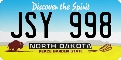 ND license plate JSY998