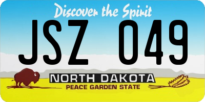 ND license plate JSZ049