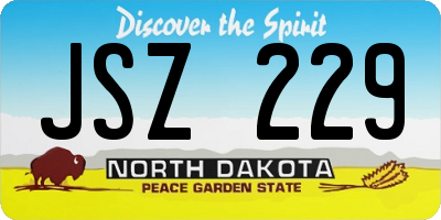 ND license plate JSZ229