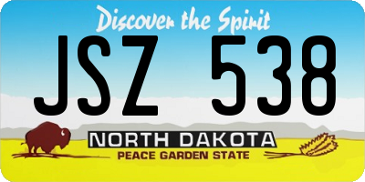 ND license plate JSZ538