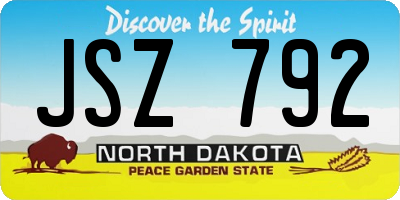 ND license plate JSZ792