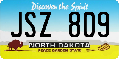 ND license plate JSZ809