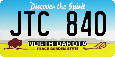 ND license plate JTC840