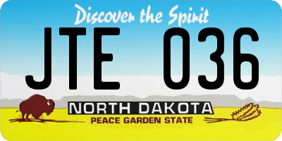 ND license plate JTE036