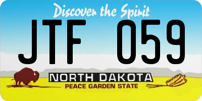 ND license plate JTF059
