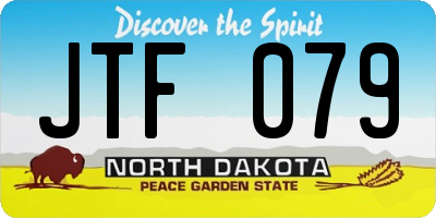 ND license plate JTF079