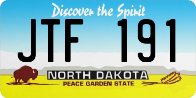 ND license plate JTF191