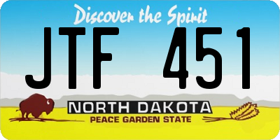 ND license plate JTF451
