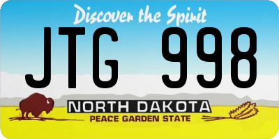 ND license plate JTG998