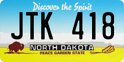 ND license plate JTK418